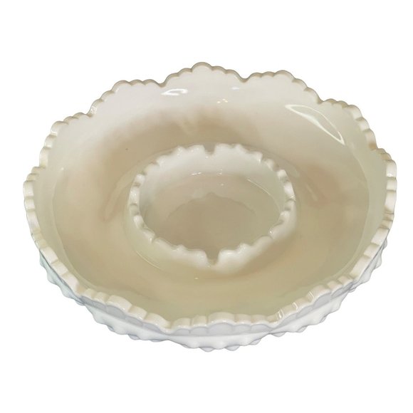 Fenton Ashtray Hobnail Milk Glass Vintage White 8" x 2" (Outside) 3.5" (Center) - Picture 1 of 6